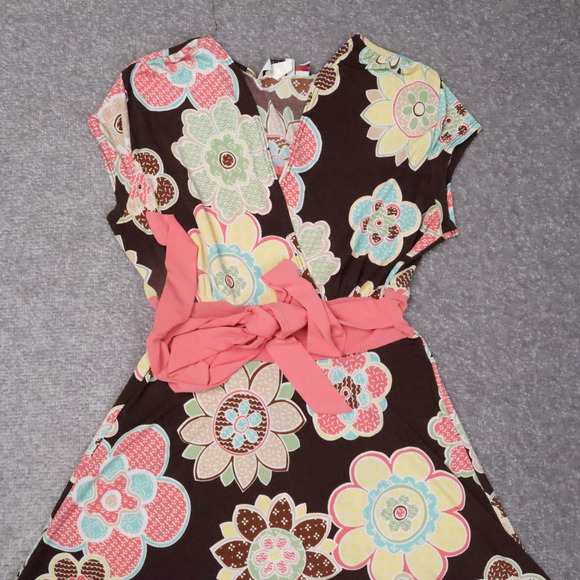 VTG Jody California Made in USA Floral PTP 15in Mulitcolor MidLength Retro Dress - Picture 7 of 11